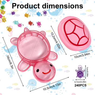 4 Jumbo Glow in The Dark Resin Turtles and 240 Mini Resin Turtles Set, Luminous Mini Turtle Ornaments, Cute Resin Miniatures for Fairy Garden