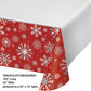 MT Nest 2 Red Winter Snowflake Disposable Tablecovers 54" L x 102" W with 6 Bonus Kid's Activity Christmas Booklets