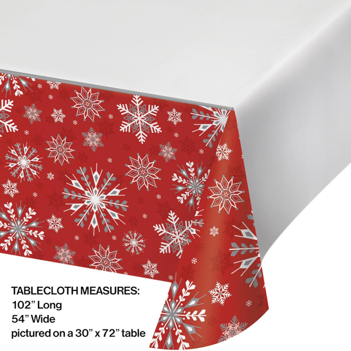 MT Nest 2 Red Winter Snowflake Disposable Tablecovers 54" L x 102" W with 6 Bonus Kid's Activity Christmas Booklets