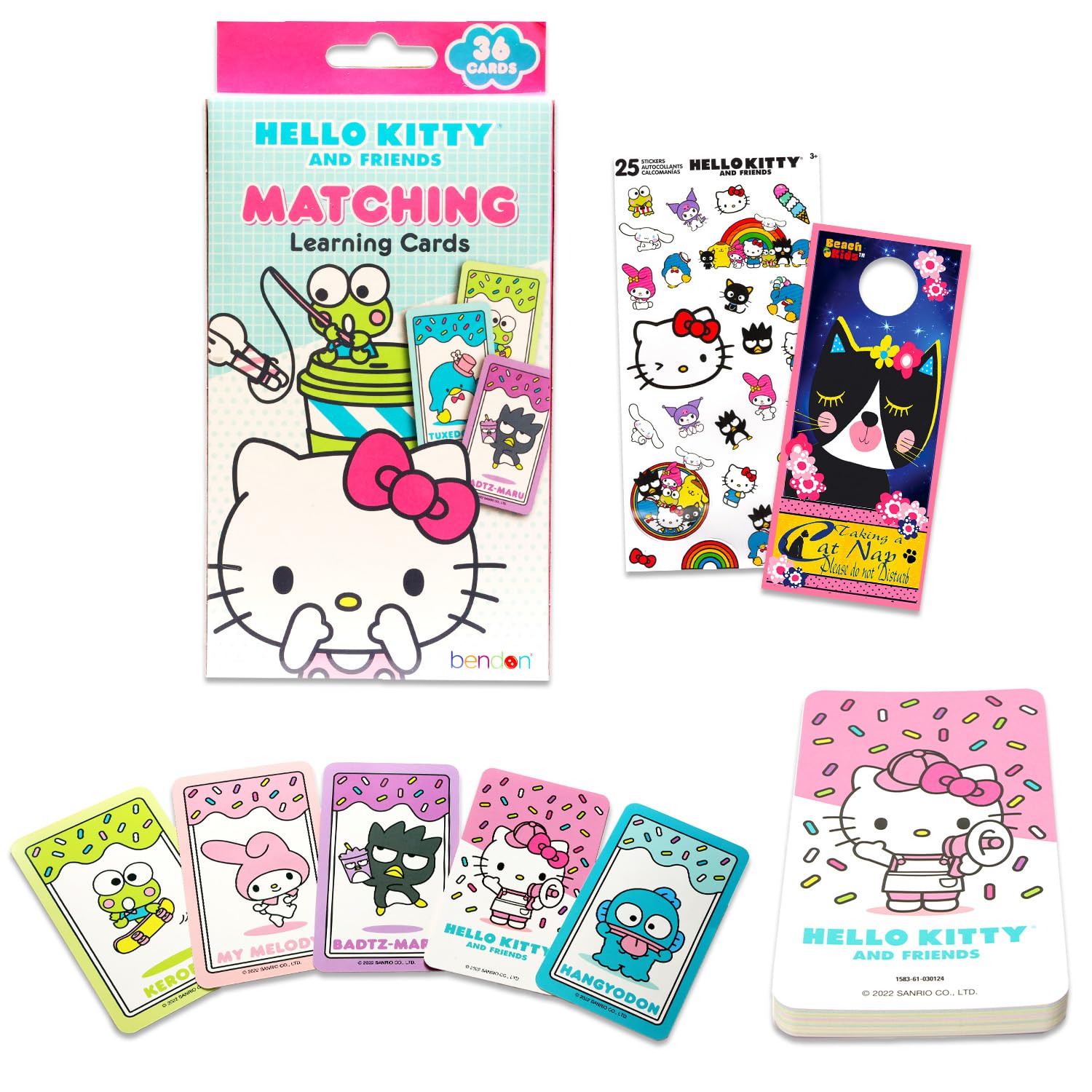 Hello Kitty Educational Memory Card Game Set - Matching Flash Cards with Stickers | Learning Toys for Kids