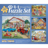 Bits and Pieces - 4-in-1 Multi-Pack 300 Piece Jigsaw Puzzles for Adults - Friendly Folk by Artist Kay Lamb Shannon, Completed Puzzle Size: 16" x 20"
