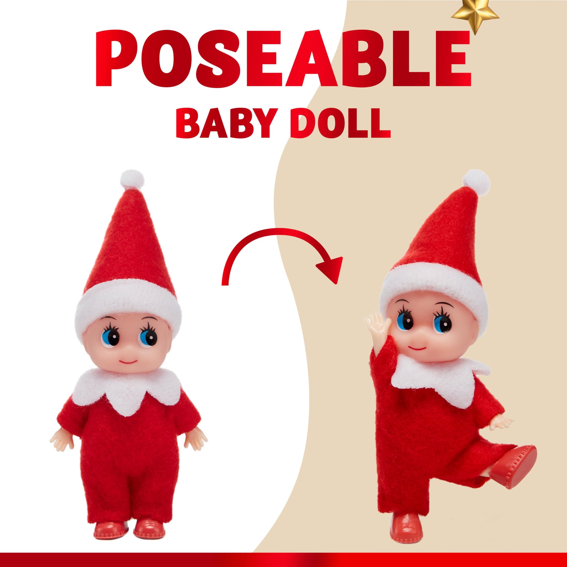 JOYIN Christmas 3PCS Tiny Elf Doll Christmas with 1 red,1 Green and 1 Pink elf Doll,Holiday Decoration Accessories Tiny Gift for Girls Boys Kids