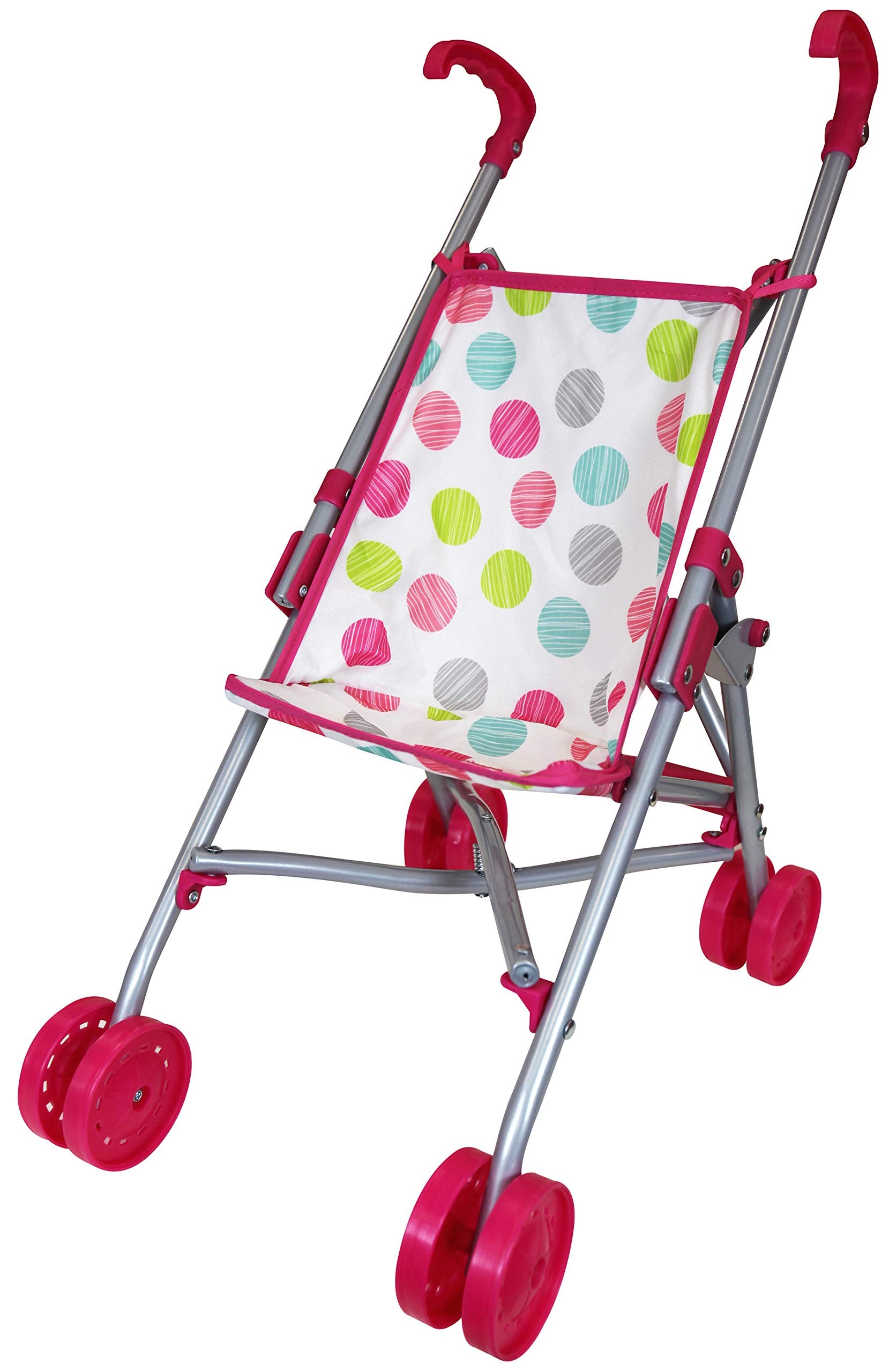 Lissi: 12" Baby Doll & Push-Carry Travel Set - Pink Elephant Onesie, Car Seat, Folding Umbrella Stroller, Feeding Bottle, Roleplay Toy, Kids 3+