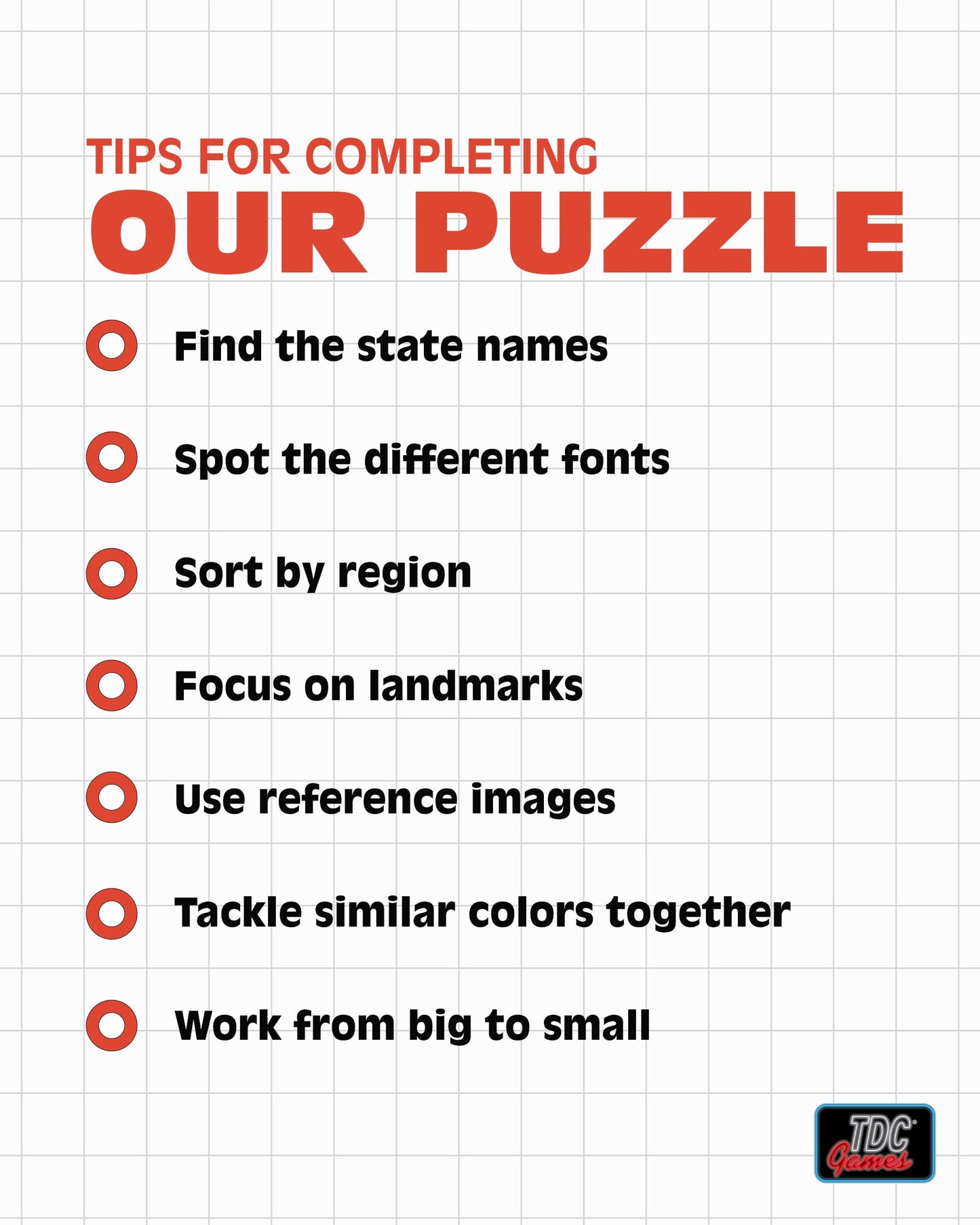 TDC Games US Map Puzzle Great American Roadtrip with Individual States, 1000 Piece Jigsaw Puzzles for Adults, Large America Shaped Educational Puzzle