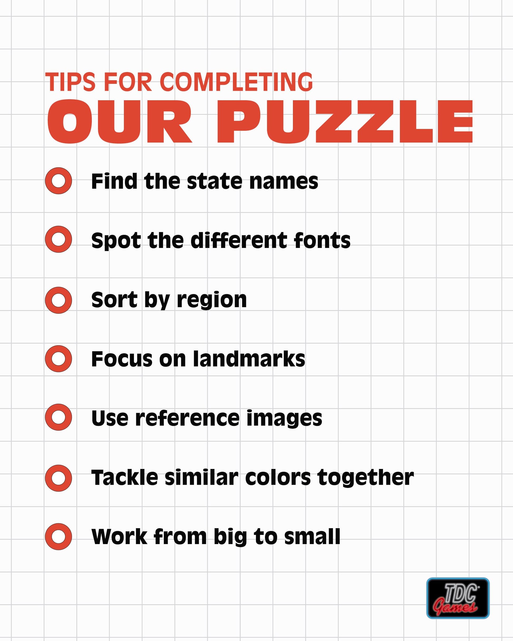 TDC Games US Map Puzzle Great American Roadtrip with Individual States, 1000 Piece Jigsaw Puzzles for Adults, Large America Shaped Educational Puzzle