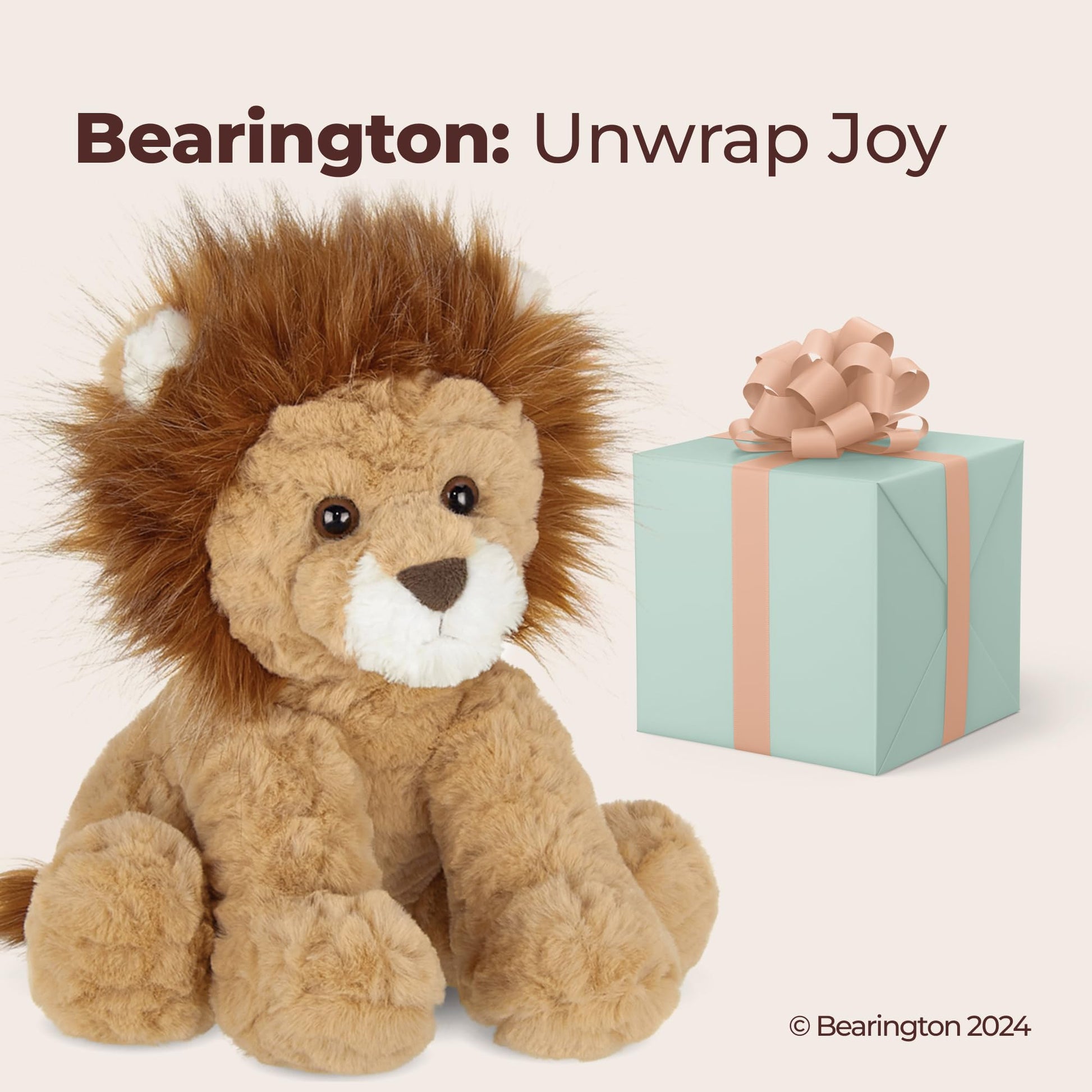 Bearington Roary Lion Stuffed Animal Plush Toy - 11" Soft and Cuddly Jungle Safari Plush Lion with Realistic Mane and Weighted Body - Stuffed Animals