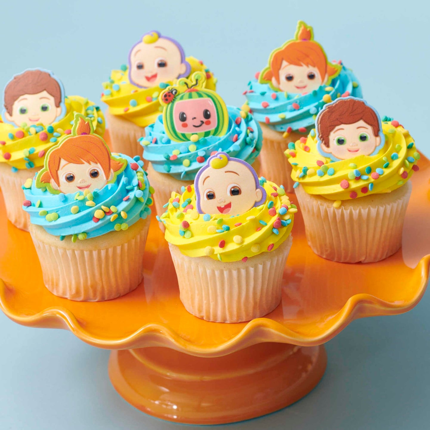 CoComelon Playtime Rings | 24 Cupcake Toppers Featuring JJ, YoYo & TomTom | DecoPac CoComelon Cake Decorations, Food Safe & Ready To Use - 24 Pack