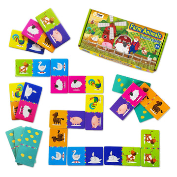 LithoConcepts Double-Side Dominoes Games,Animal Dominoes for Kids Ages 4-8,Super Fun Family Game,Make A Great Gift for Preschool,Educational Toys