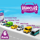 Tub Works® Vehicles™ Bath Cars Mold Free Bath Toys, 6 Pack | Sealed, No Hole Bath Toys Design Keeps Moisture Out | Soft, Squeezable & Float on Water |