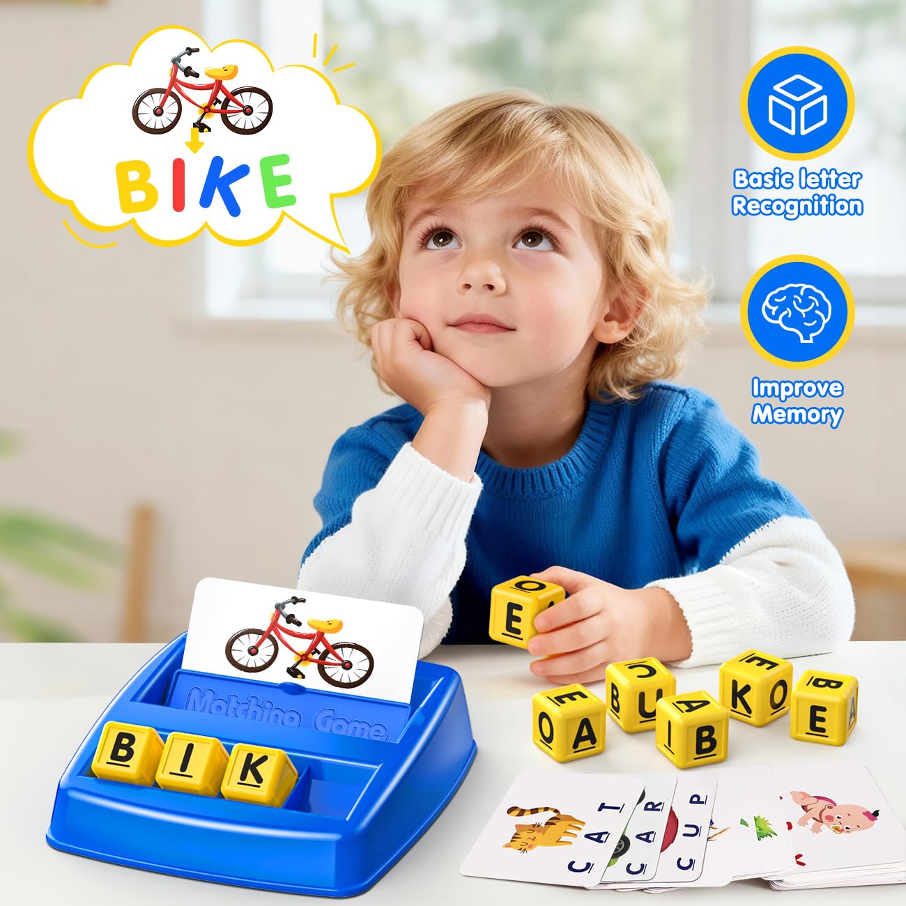 HahaGift Educational Toys for 3-5 Year Old Boy Girl Gifts, Matching Letter Learning Games Activities, Ideal Christmas Birthday Gift for Toddler Kids