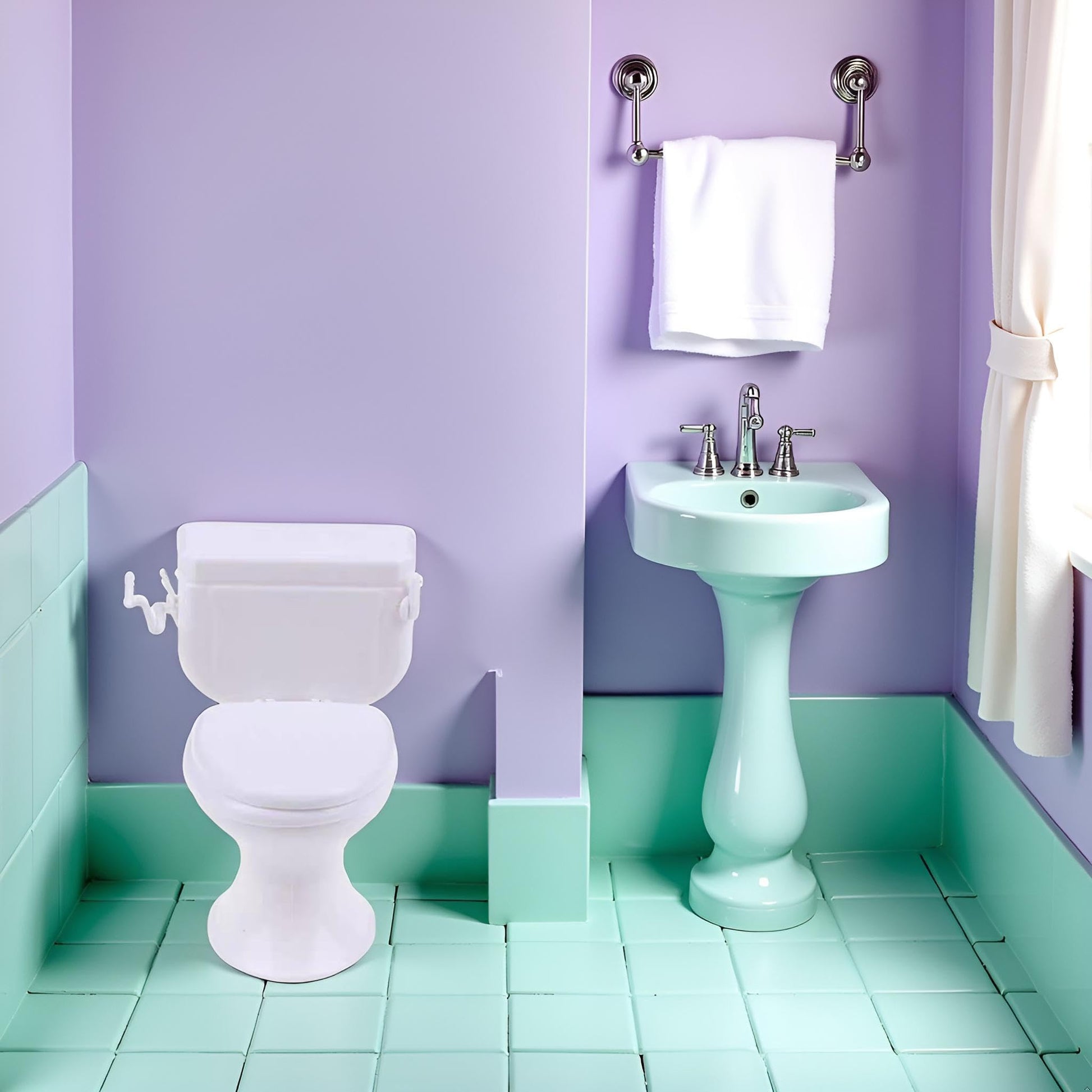 White Dollhouse Furniture Model Bathroom Miniature Toilet for Doll Miniature Bathroom Accessory Furniture