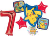 Pikachu 7th Birthday Party Supplies 7pc Foil Balloons Bouquet Decorations