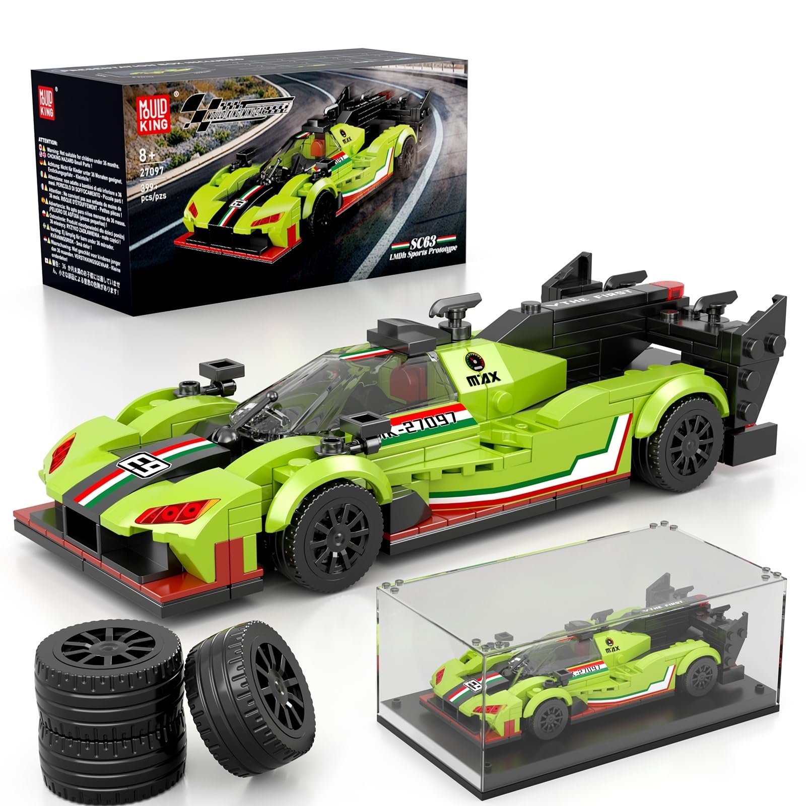 Mould King Super Sports Car Building Set with Display Case, 466 Pcs Model