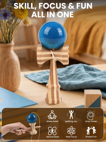 RQN Professional Bamboo Kendama 2 Pack - Full Size Wood Japanese Ball and Cup Toy, Hand-Eye Coordination Trainer & Mindful Gift, Extra String Included