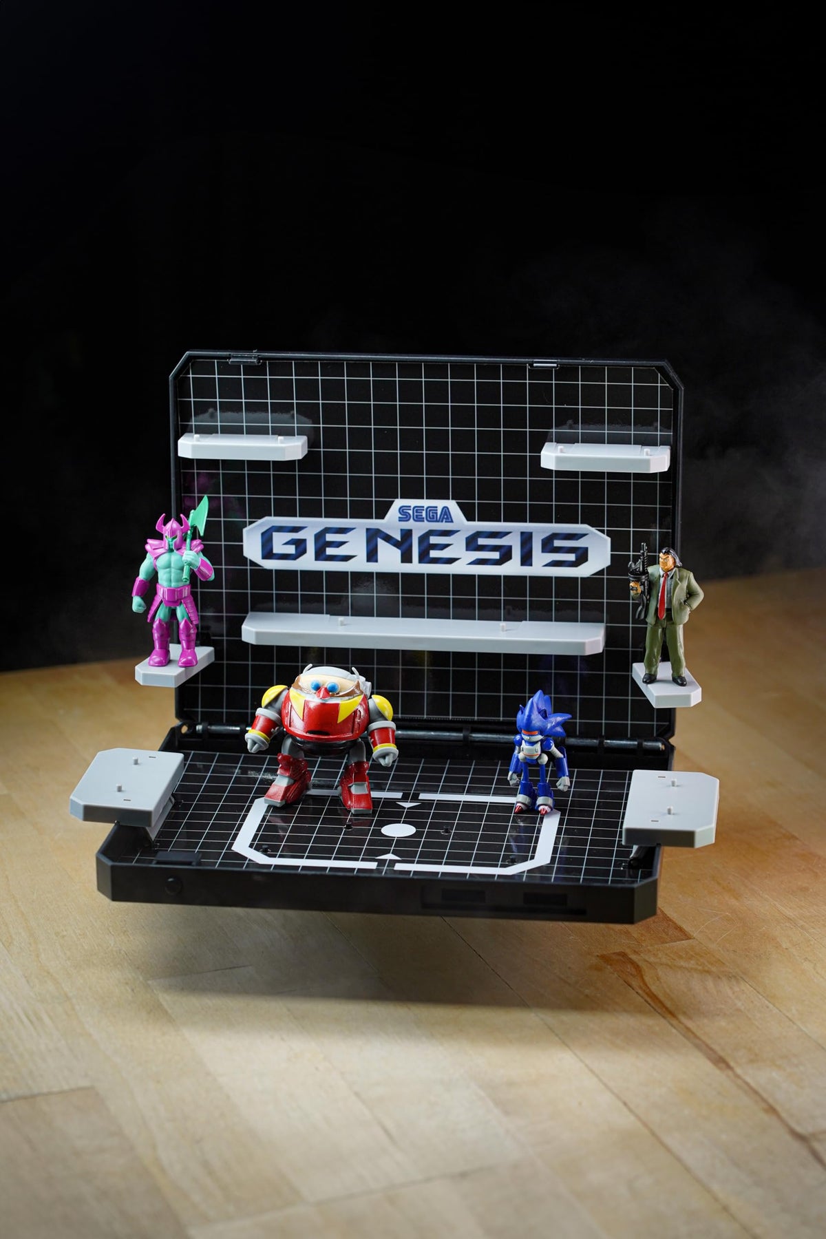 SEGA Genesis Display Console - Supervillain Boss Bundle with Sonic the Hedgehog 1 + Cartridge Storage Tray (Death Egg Robot, Mecha Sonic Mk II, Mr. X
