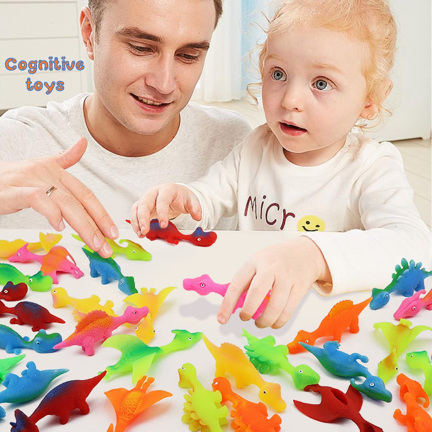 Pushmick 30 Pcs Slingshot Dinosaur Finger Toys, catapult toys as fun as slingshot chicken, cute shapes, more colors, Great for Flying Games and Party