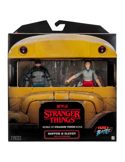 Stranger Things Eleven and Hopper 2-Pack - Two 4-Inch Articulated Action Figures with Accessories