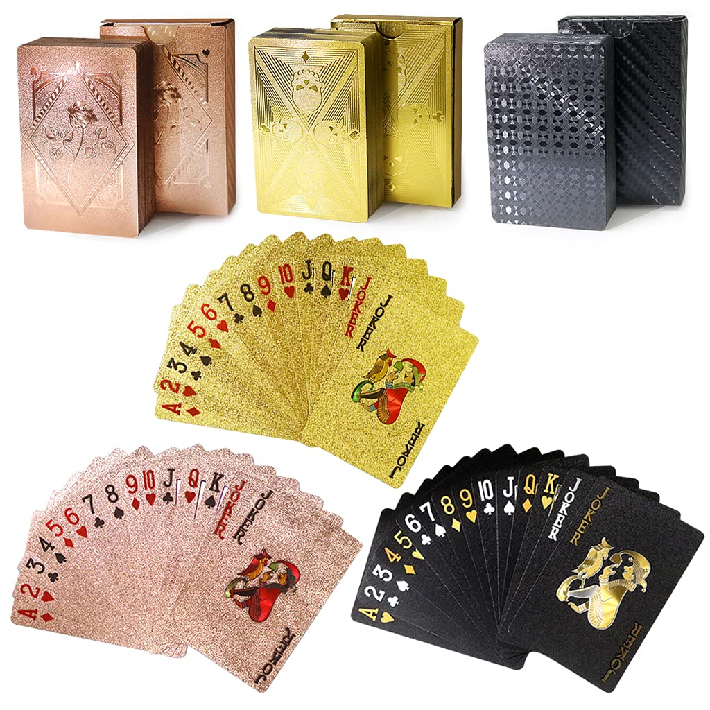 3 Decks Waterproof Playing Cards,Plastic Poker Card with Flexible Case,Deck of Standard Playings Cards Game,Magic Tricks Pool Beach Parties Games,Cool