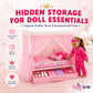Emily Rose 18" Doll Princess Canopy Bed - White Wood with Pink Curtains