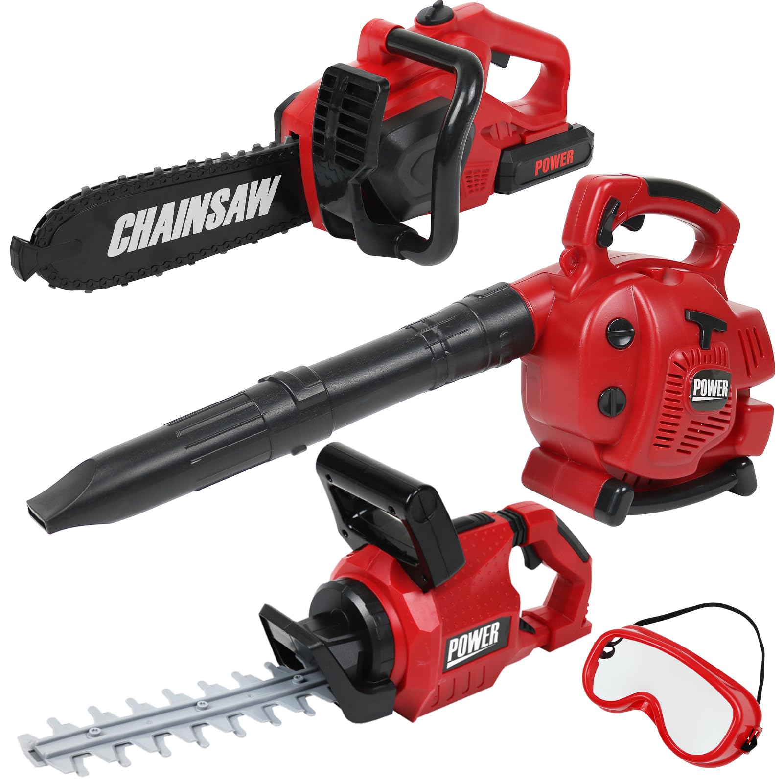 Kids Toy Leaf Blower, Hedge Trimmer & Chainsaw Set Landscaping Power Tools