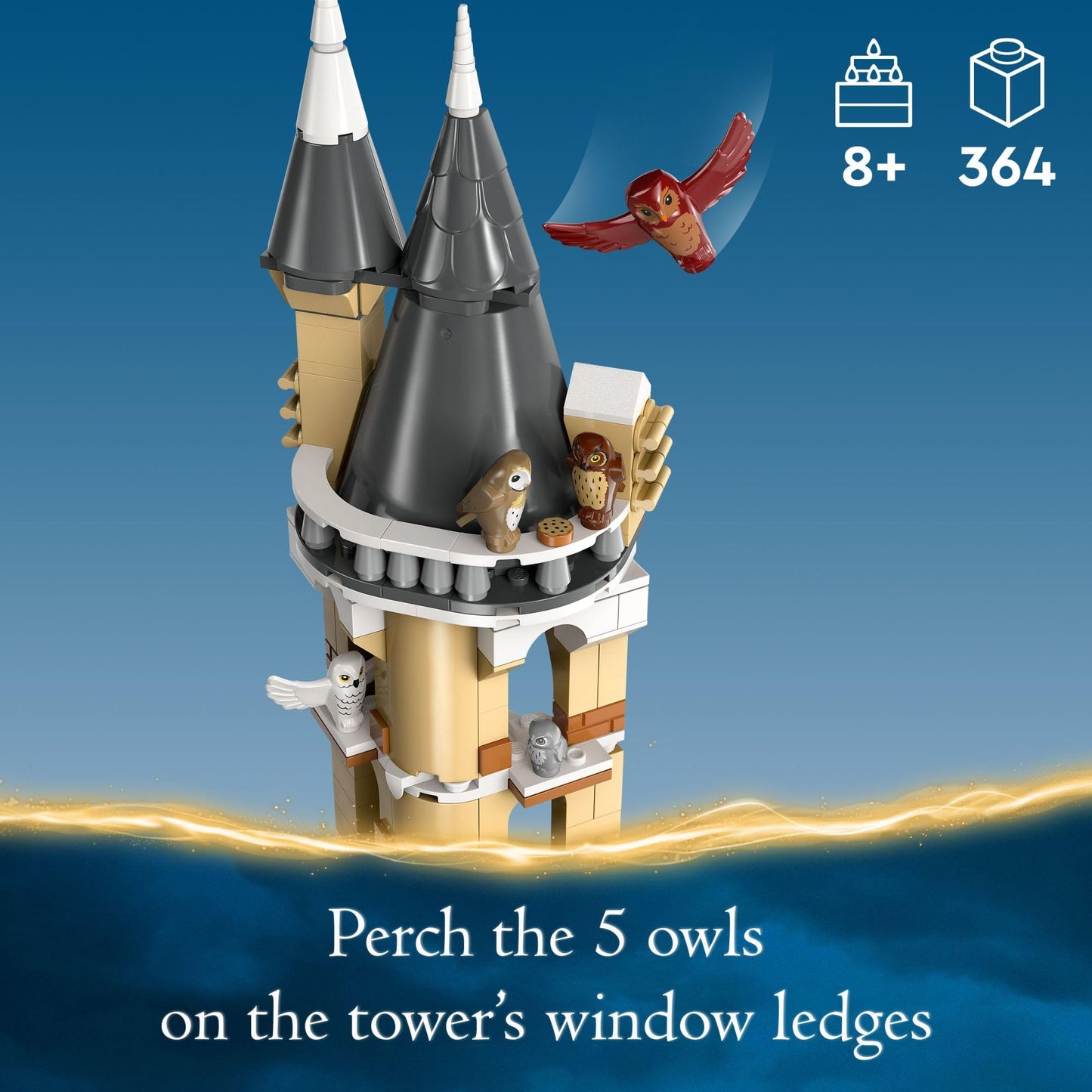 LEGO Harry Potter Hogwarts Castle Owlery Toy, Wizarding World Fantasy Toy for Girls and Boys, Harry Potter Castle Playset with 3 Characters, Birthday