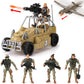 26 PCS Army Men Helicopter Carrier Toys, Military Soldier Action Figures, Combat Truck, Motorcycle, Jumbo Transport Aircraft with Lights & Sound