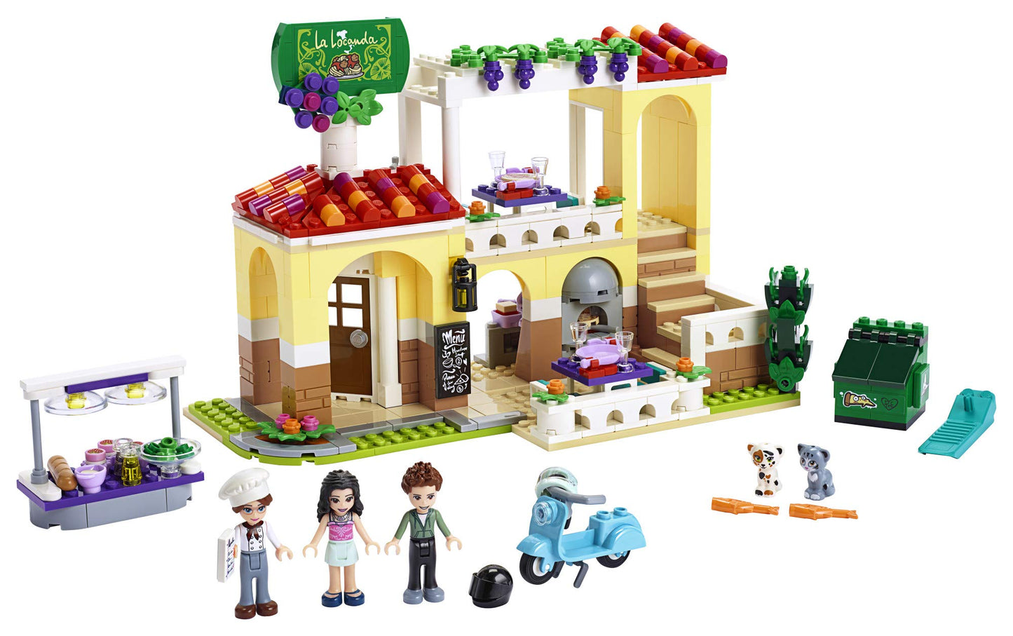 LEGO Friends Heartlake City Restaurant 41379 Restaurant Playset with Mini Dolls and Toy Scooter for Pretend Play, Cool Building Kit Includes Toy