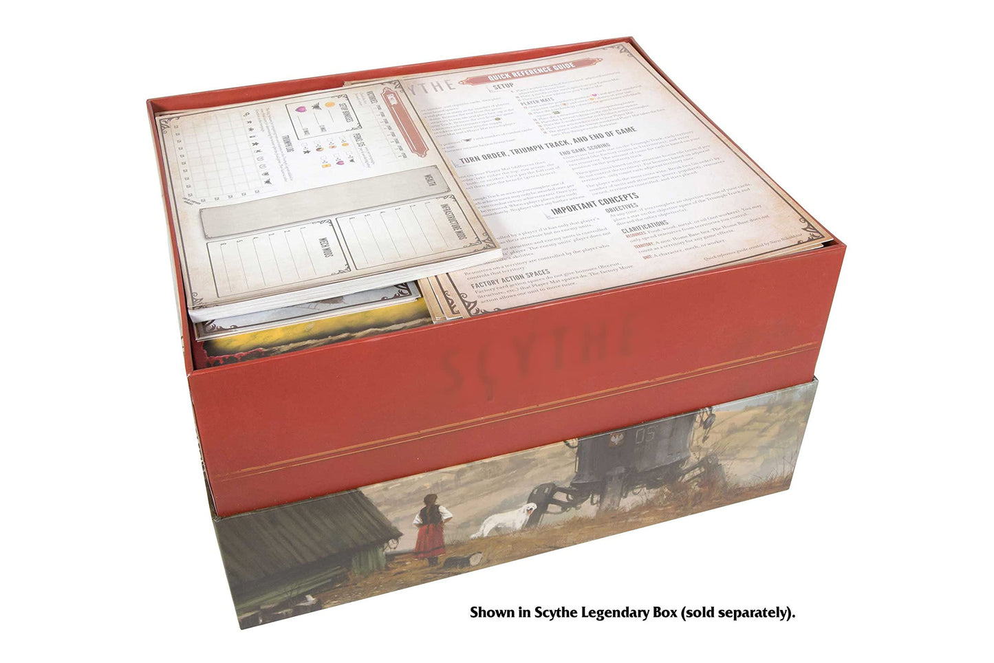 The Broken Token Game Organizer Compatible with Scythe Legendary Expansion - Wooden Game Organizing Box with Multiple Trays