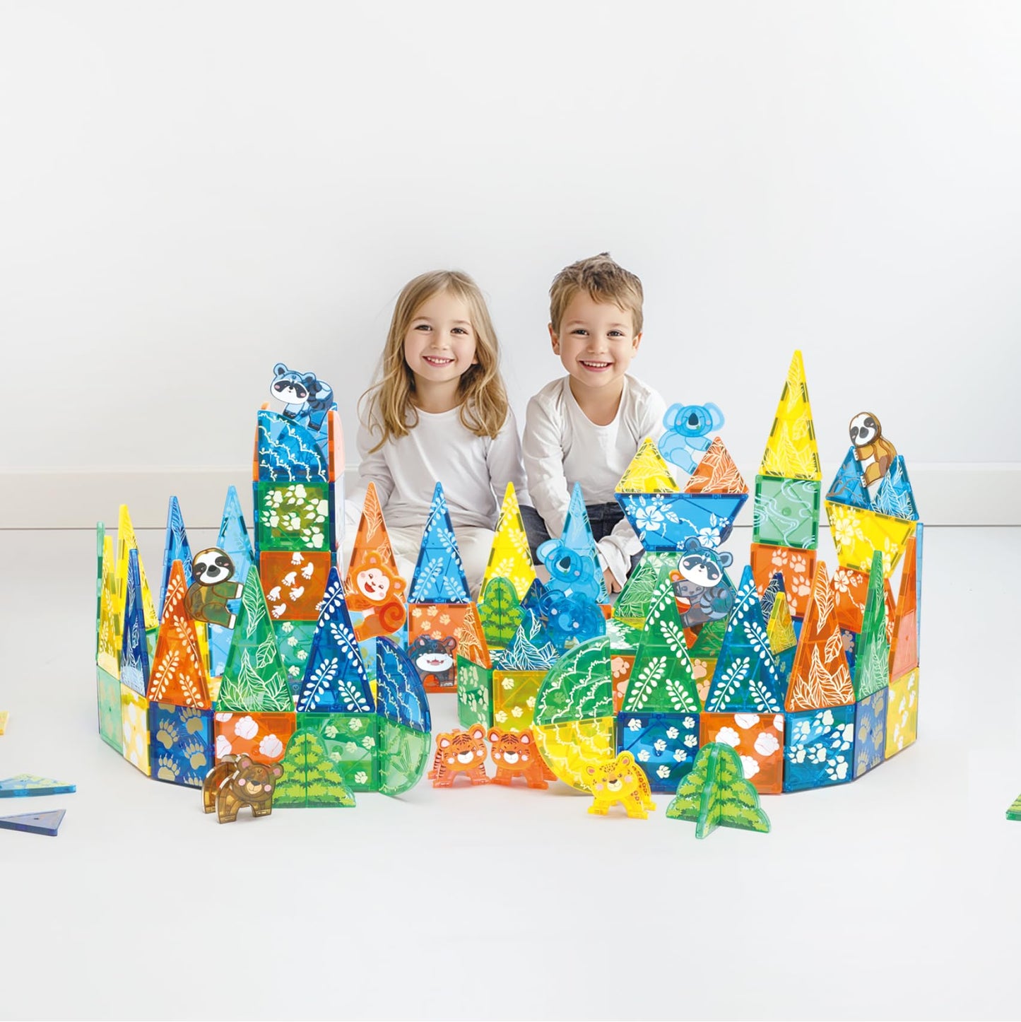 MEGAGONTILES Zoo Animals Magnetic Tiles Set 108PCS | STEM-Authenticated Magnetic Building Blocks with Animal Figures | Educational Construction Toy