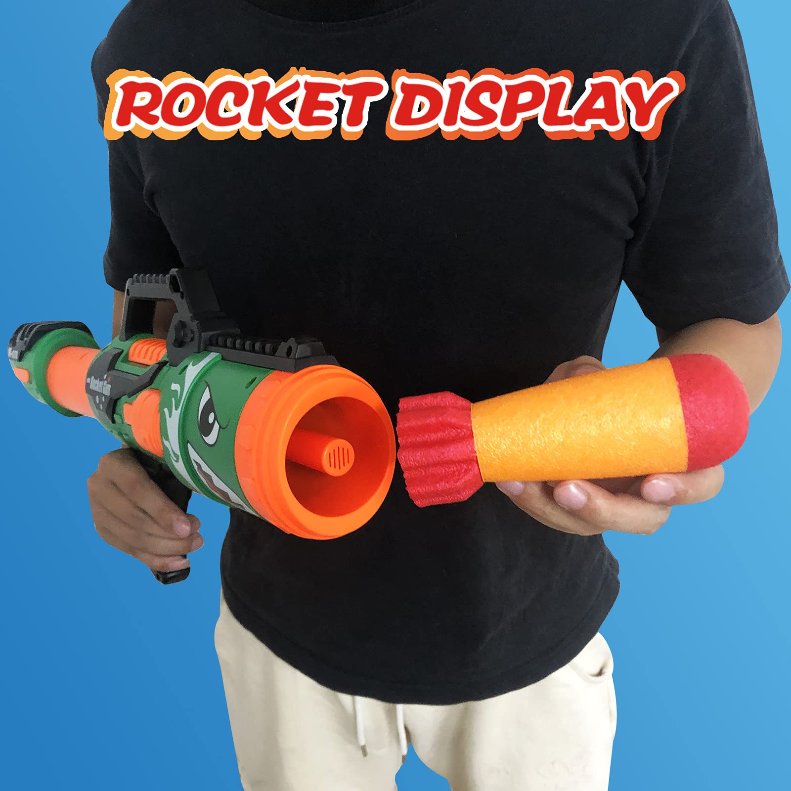 Gantan Toy Rocket Barrel Launcher-Fires Foam Rockets Includes 6 Rockets Compatible with RL Blaster- Shooting Game Toy Air Power Blaster Toy Gun