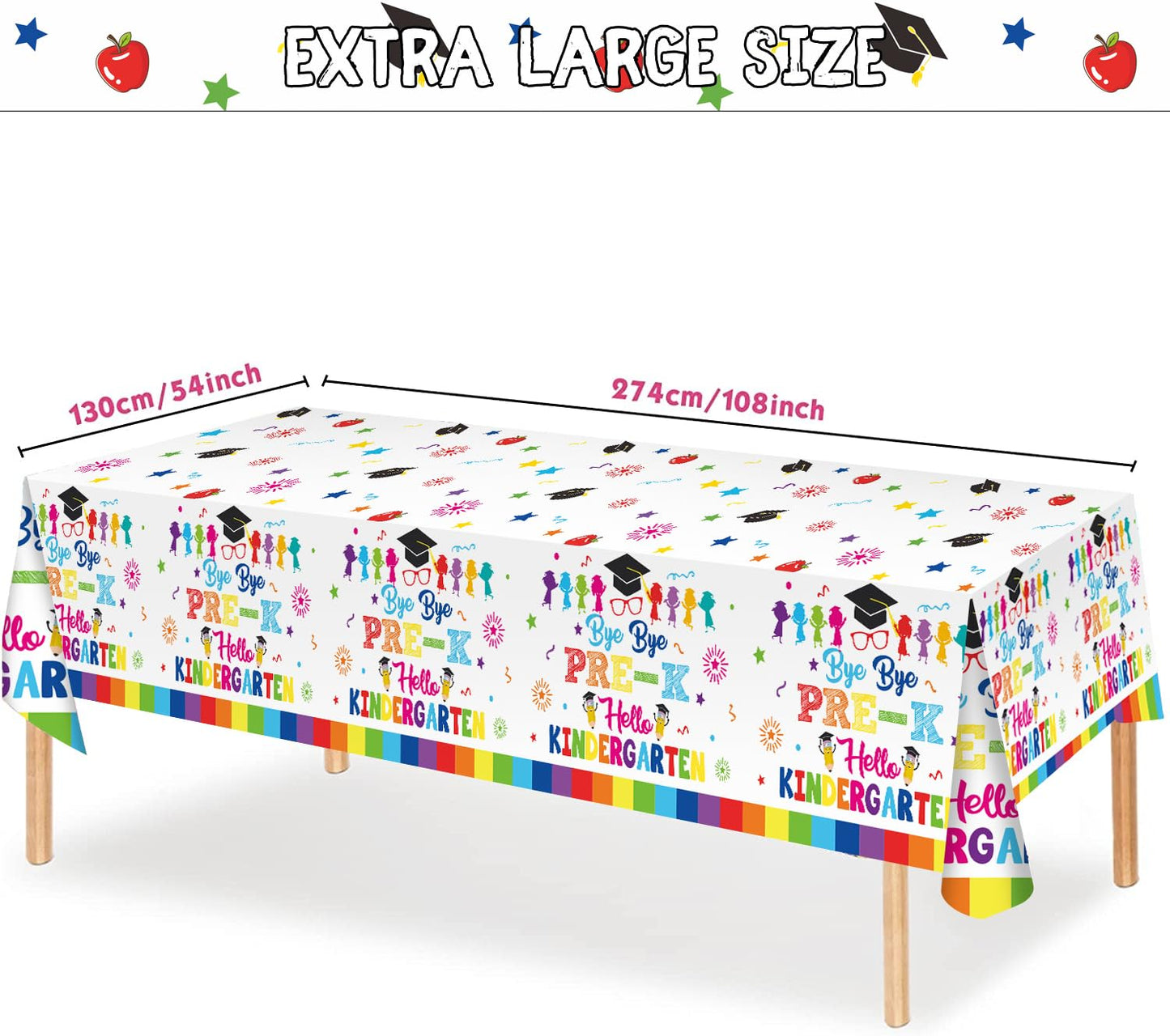PRE-K Graduation Tablecloth, PRE-K Graduation Decorations 2026, Preschool Graduation Decorations, Bye Bye Pre-k Hello Kindergarten Banner for Table