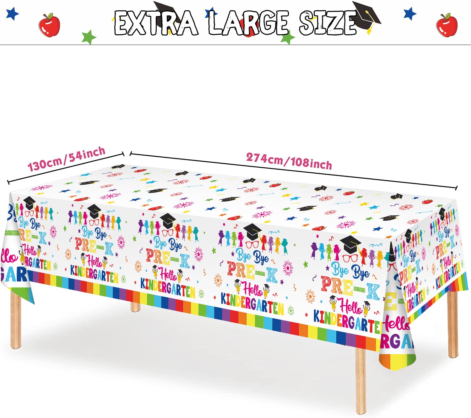 PRE-K Graduation Tablecloth, PRE-K Graduation Decorations 2026, Preschool Graduation Decorations, Bye Bye Pre-k Hello Kindergarten Banner for Table