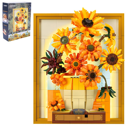 CAXIMSY Flowers Sunflower Building Block Sets Crafts for Adults Sunflowers Wall Art Painting Frame Gifts for Mother's/Valentine's Day?Artificial