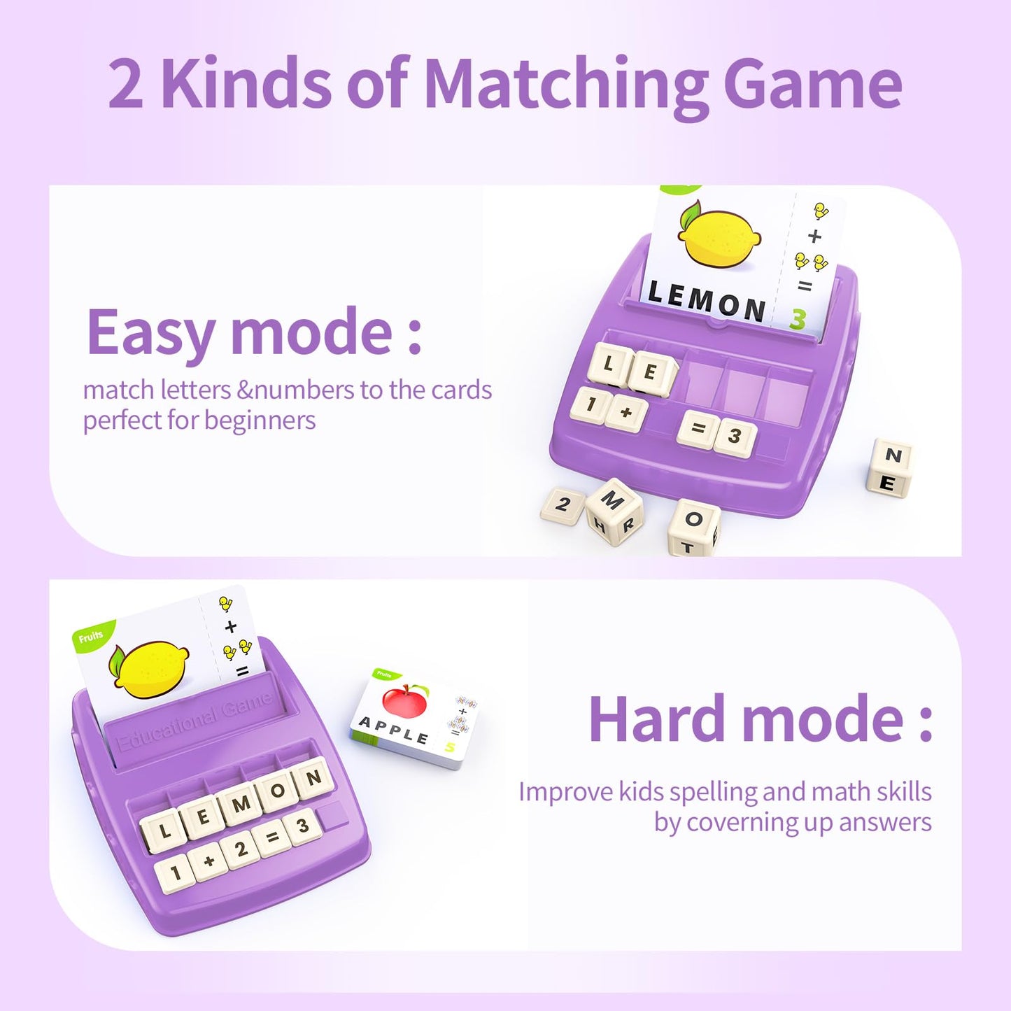 Matching Letter Games for Kids Ages 4-8,Learning & Education Toys for Preschool Boys Girls Spelling/Reading/Math Learning/Word Recognition,Birthday