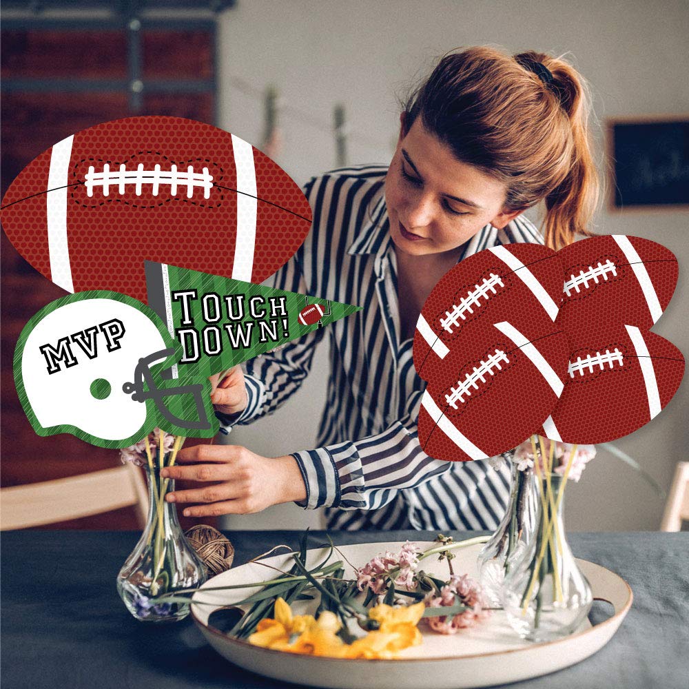 Big Dot of Happiness End Zone - Football - Baby Shower or Birthday Party Centerpiece Sticks - Showstopper Table Toppers - 35 Pieces