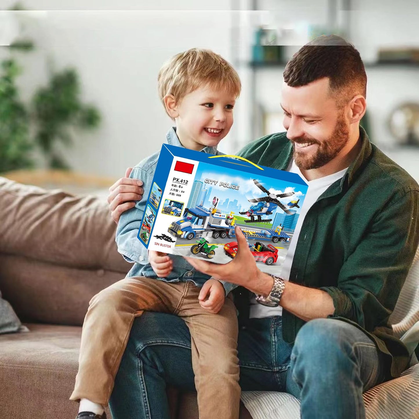 EtrealEli City Police Car, Motorcycle,Truck and Trailer&Helicopter Building Block Sets(509pcs),Police Chase Toy Set,Gift for Kids and audlts