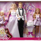 Barbie Wedding Set with Bride and Groom Dolls, Stacie, Chelsea and Accessories (Mattel DRJ88), Assorted Colour/Model