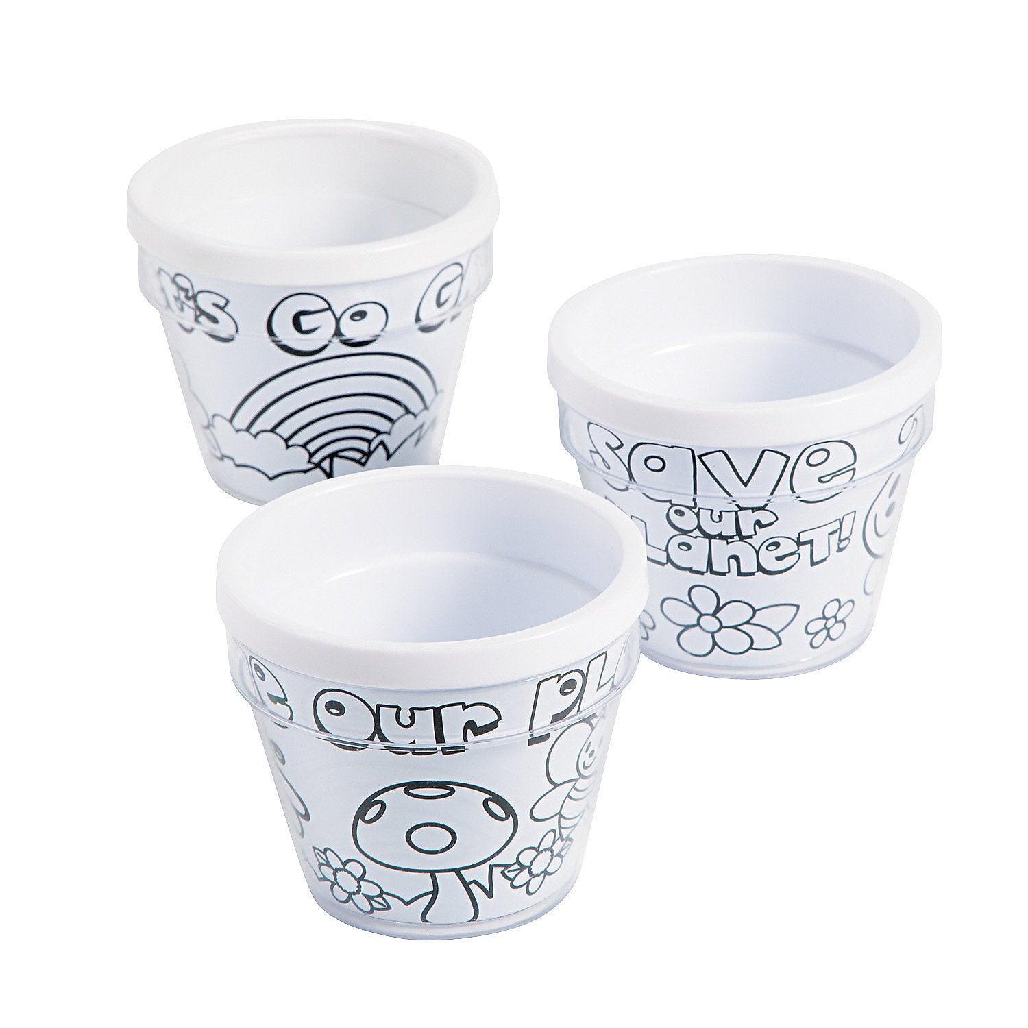 Color Your Own Earth Day Artist Flowerpots - Set of 12 - Crafts for Kids and Fun Home Activities