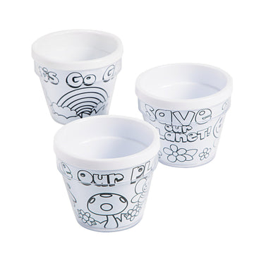 Color Your Own Earth Day Artist Flowerpots - Set of 12 - Crafts for Kids and Fun Home Activities