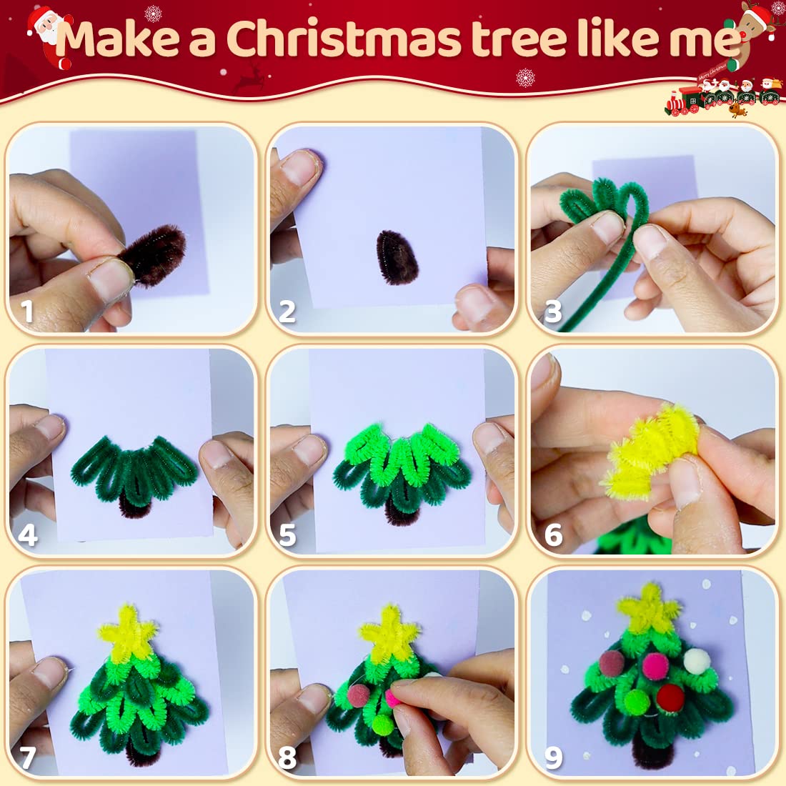 Praisebank Glitter Pipe Cleaners for Crafts, 200pcs, Chenille Stems for DIY Projecets, Arts & Crafts Supplies for Festival Party Decorations