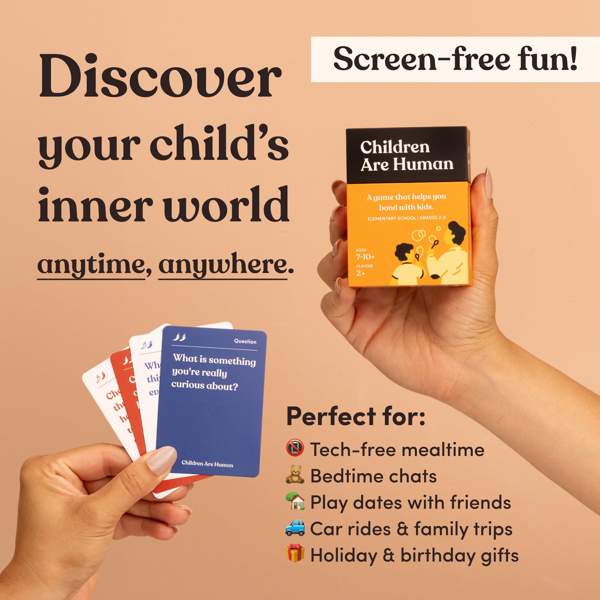 Children are Human | 140 Conversation Cards to Help Bond with Kids | Card Game for Elementary School Children | Designed by Experts for Grades 2-5 |