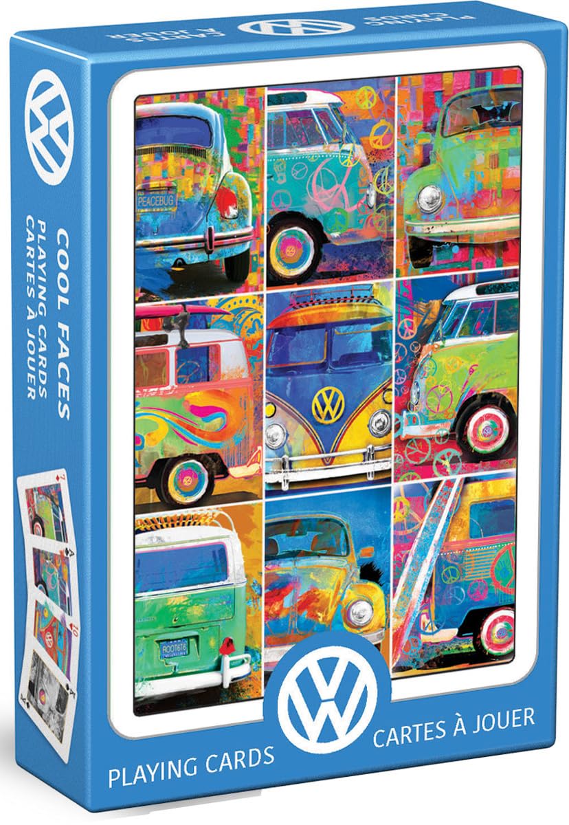 EuroGraphics Volkswagen Cool Faces Playing Cards, 54 Card Deck, with 54 Colored Images and Casino-Quality Finish, Collectible Art VW Bus Series