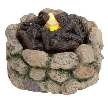 Treasure Gurus Miniature Stone LED Light-Up Firepit Fairy Garden Decor Dollhouse Accessory