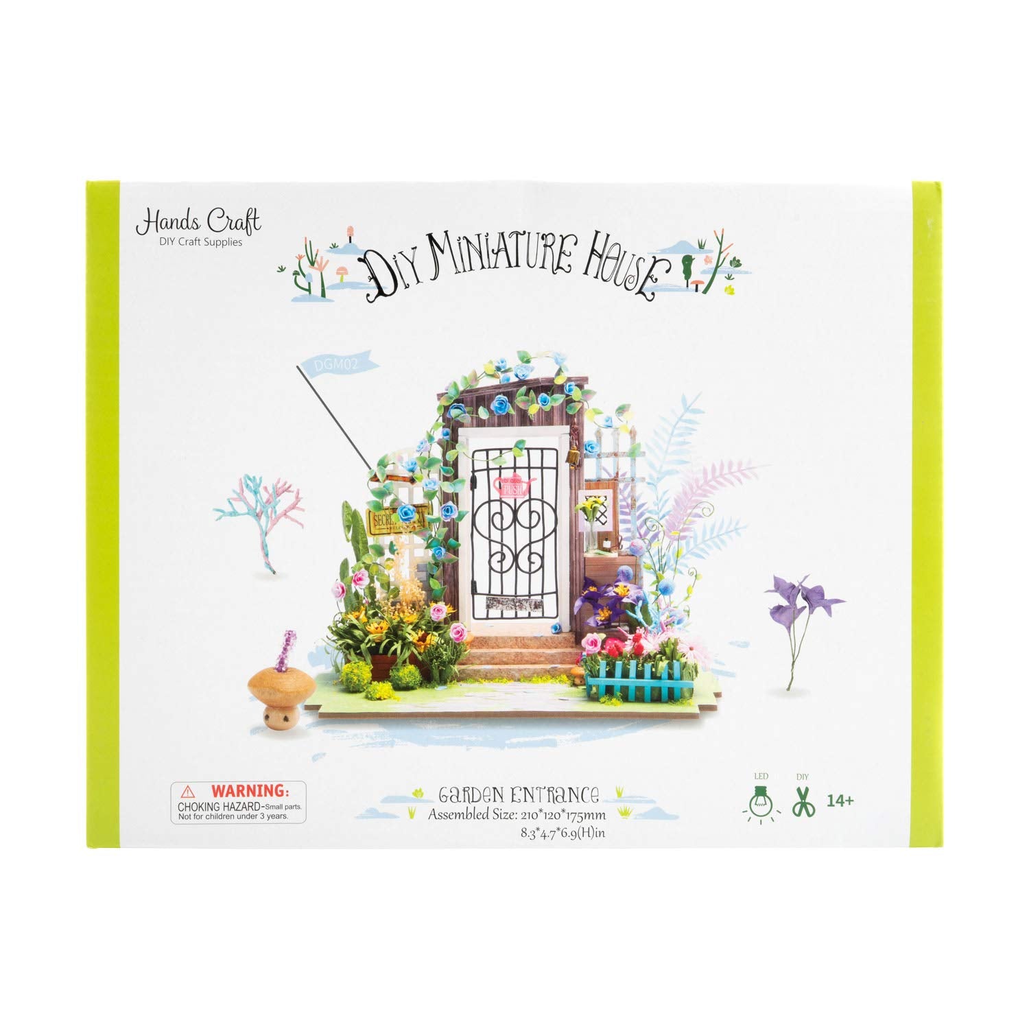 Hands Craft DIY Miniature Dollhouse Kit | 3D Model Craft Kit | Pre Cut Pieces | LED Lights | 1:24 Scale | Adult Teen | Garden Entrance (DGM02)