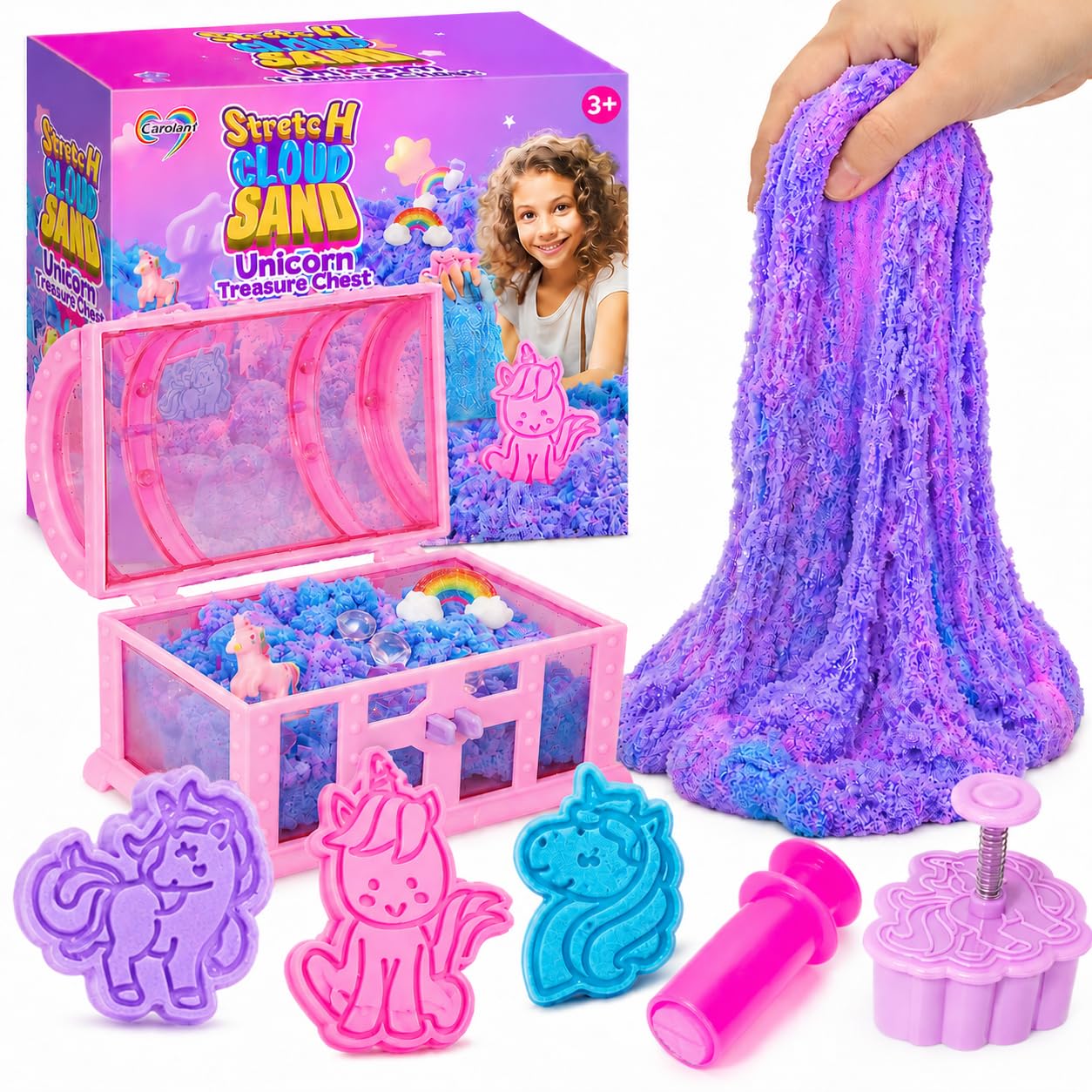 Carolart Unicorn Cloud Sand Sensory Kit, Sand Toys for Kids, Play Sand