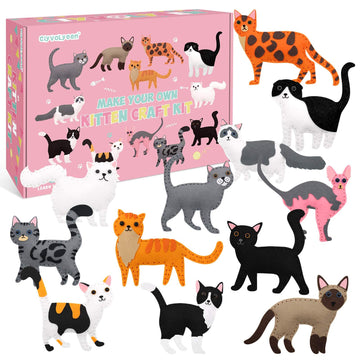 CiyvoLyeen Cat Sewing Kit for Kids -Ages 7 8 9 10 11 12 Kitten Plush Toys Arts & Crafts Set for Beginners, Learn to Sew Gifts Idea for Girls & Boys