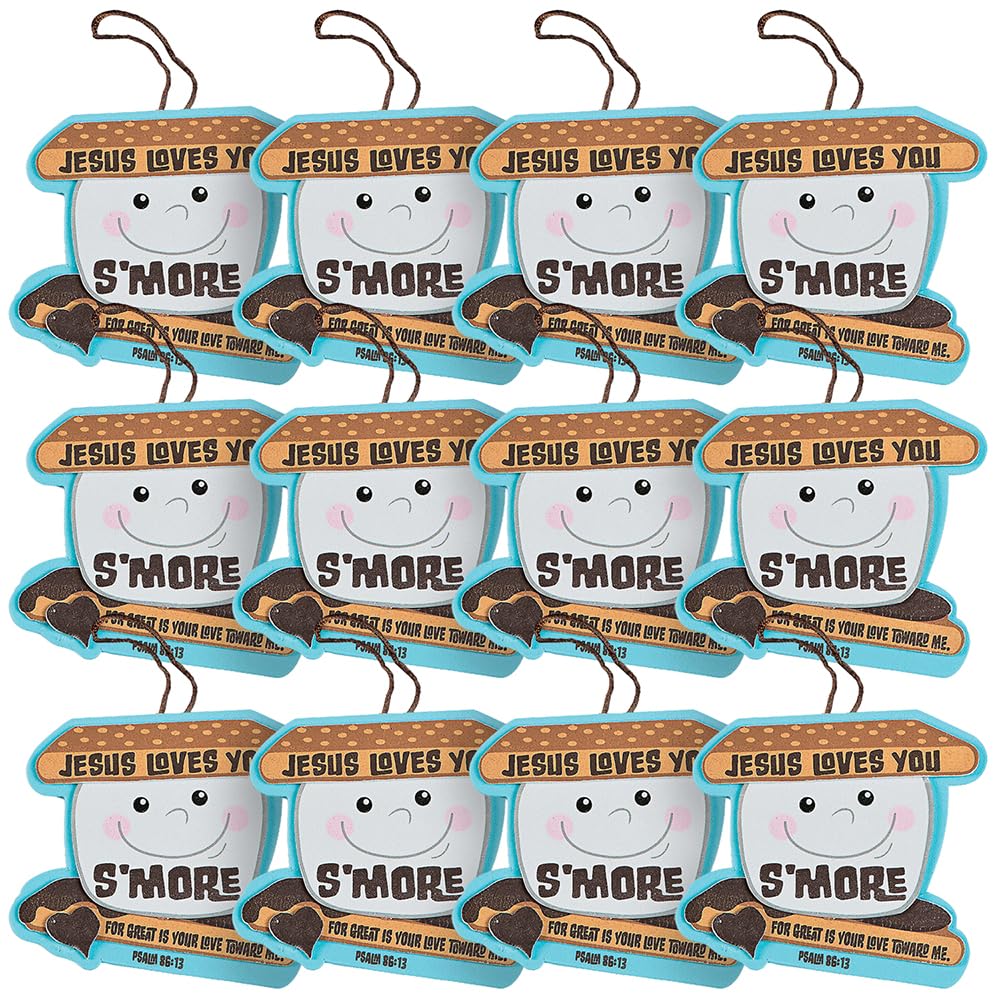 Fun Express Jesus Loves You S'More Ornament Craft Kit - Sunday School Crafts for Kids 12 Pack | Christian Crafts & VBS Vacation Bible School Supplies