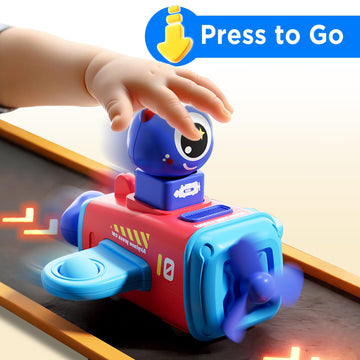 iPlay, iLearn Press to Go Car Toys for Toddlers 1-3, Baby Airplane Race Cars, Infant Push Go Play Vehicle Set, Boys Pull Back Friction Car