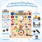 Busy Board with 19 LED Light Switches, Montessori Toys for 1 2 3 Years Old, Wooden Sensory Board, Toddlers Activity Travel Toys for 1 2 3 Year Old Boy