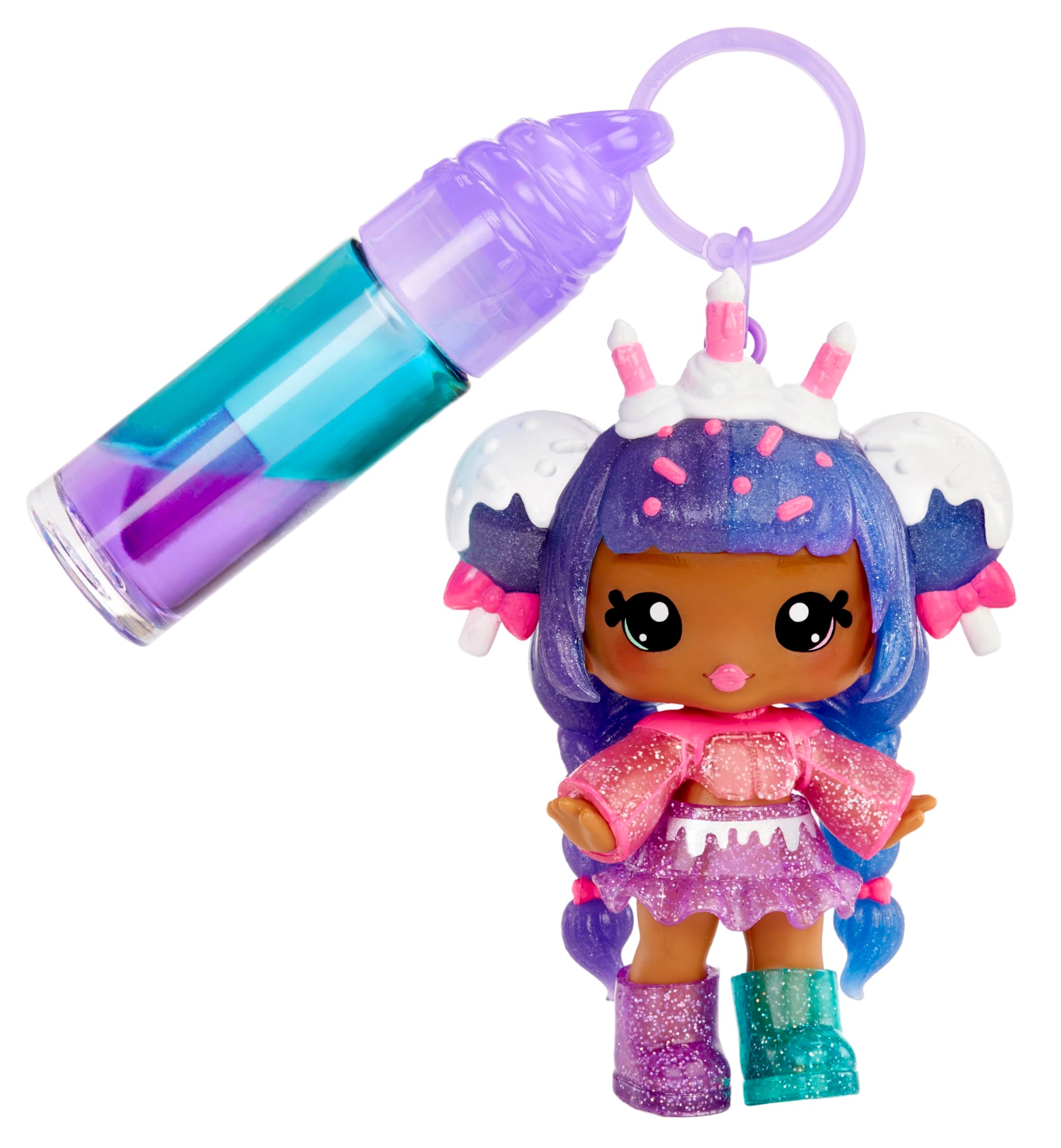 Yummiland Lip Gloss Doll: Mystery Color Change - Carly Cakepop Includes DIY Lip Gloss + Removable Keychain, Cosmetic Play, Collectible, Ages 4+